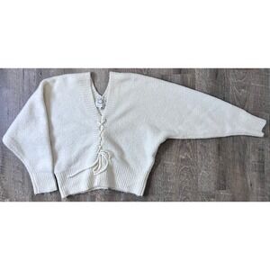 Lili Sidonio Anthropologie Cream double v neck‎ sweater Cream size M